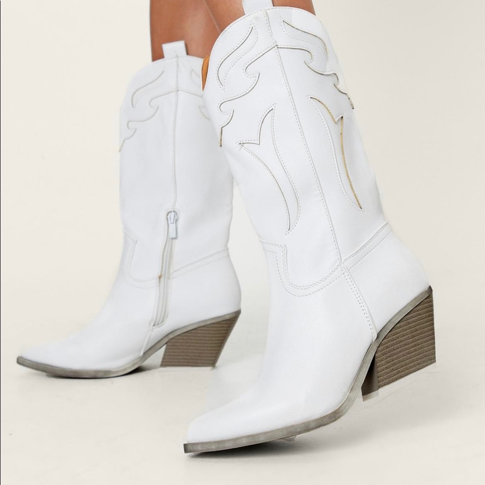 Mid Calf White Cowgirl Boot